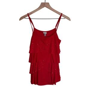 VINTAGE VANITY Y2K flouncy stud detail cotton going out top layering cami S